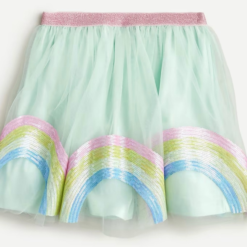 J.Crew Girls' Tulle Skirt with Sequin Rainbows, Size 4-5